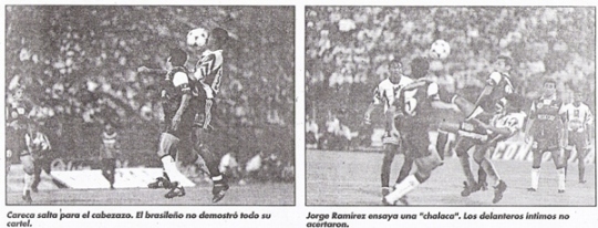 Marzo de 1996: Lanús se presenta en Matute y golea 0-4 a Alianza, con extraordinaria actuación del delantero Claudio Enría (Recorte: El Bocón, 06/03/96 p. 3)