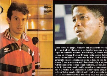 Marzo de 2000: La polémica se instala cuando 'Pacho' Maturana deja fuera de la selección a Reynoso pocos días antes del debut eliminatorio frente a Paraguay (Recorte: Once, N° 134 pp. 16-17)